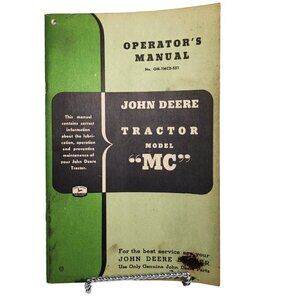 Vintage Original John Deere Tractor Model MC Series Operators Manual OM-TMC1-150